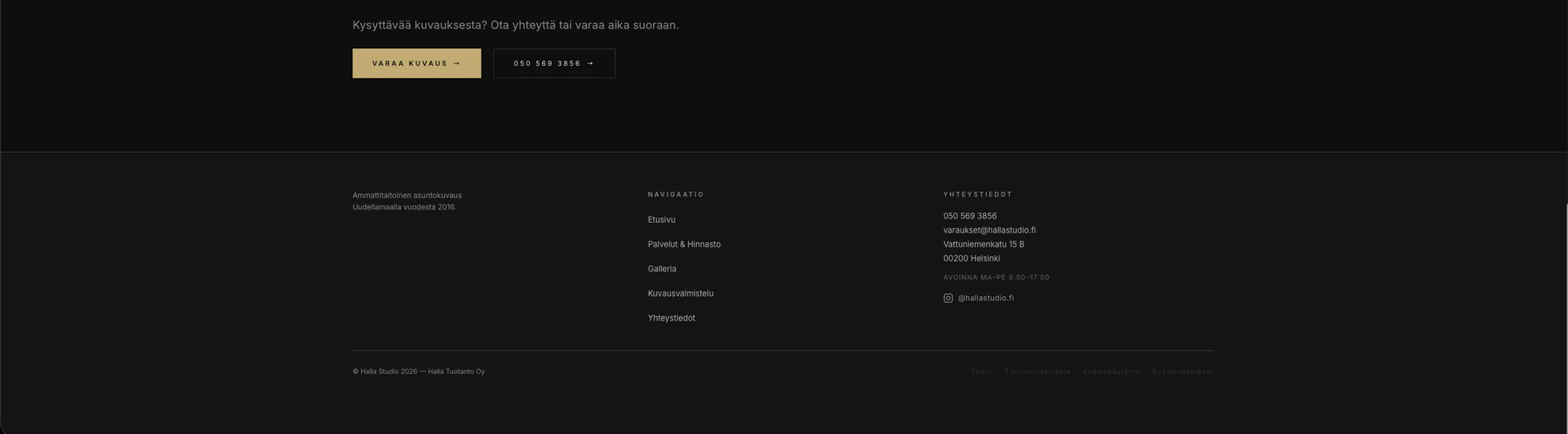 Halla Studio contact section